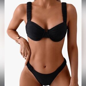 MakeMeChic Women's 2 Piece Bathing Suit Underwire High Cut Bikini Set Swimsuit